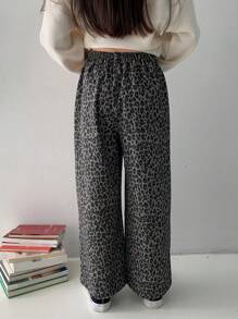 DAZY 少女秋季/秋装豹纹裤 - 深灰色 - 查看 4