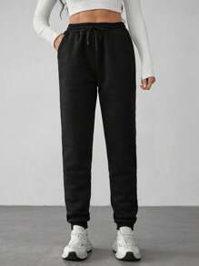 SHEIN Tall 2pcs Solid Drawstring Waist Sweatpants Graduation,Back To School Outfits,Graduation,Teacher Outfits For Women,Back To School - Multicolor - View 4