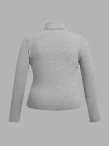 SHEIN Essnce 4pcs/Set Women Plus Size Casual Striped Turtleneck Fitted Pullover Tops, Autumn/Winter