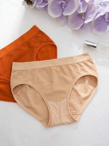 12 条装纯色透气镂空舒适三角女式内裤 - 彩色 - 查看 5