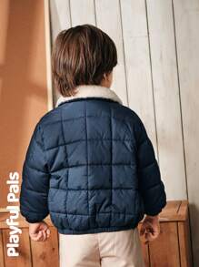 SHEIN 1件男童月亮刺绣外套，可爱/复古/休闲/居家/户外秋冬款 - 藍色 - 查看 2