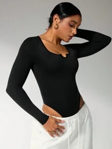 SHEIN Women's Solid Color Long Sleeve Jumpsuit, Casual Activewear, Autumn