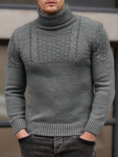 Maglione uomo a maglia grossa con dettagli a intreccio