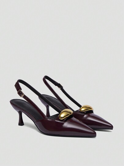 CUCCOO BIZCHIC Women Post Tie Bow Decor High Heel Shoes, Burgundy For And Vibe And Spring Shoes Spring Break Easter