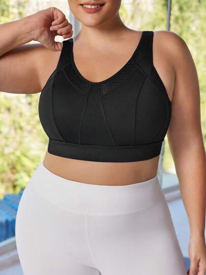 Easithlete Sujetador deportivo de una pieza de talla grande con correa ajustable y ganchos para mayor soporte, adecuado para entrenamientos, con almohadillas cosidas, almohadillas no extraíbles para mujeres con alto soporte, espalda de tirantes, entrenamiento, yoga, correr