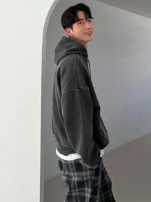 DAZY Men's Casual Letter Embroidery Drawstring Hooded Sweatshirt, Suitable For Autumn
