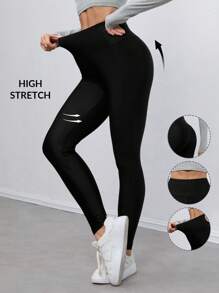 SHEIN Tall Knitted High Elastic Shiny Women's Tight Leggings