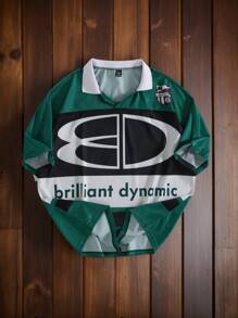 Manfinity Roghcode Áo thun polo tay ngắn in chữ đơn giản, rộng rãi cho nam - Nhiều màu - Xem 1