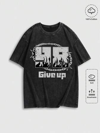 Street Life Camiseta casual de manga corta y cuello redondo para hombre con eslogan impreso para verano