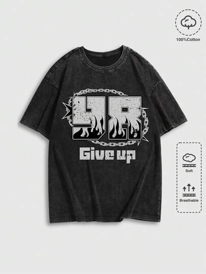 Street Life Men's Summer Slogan Printed Round Neck Short Sleeve Casual T-Shirt