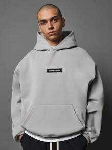 SUMWON Experiment In Progress Contemporary Hoodie Streetwear Winter Fleece College Urban Modern Essential Minimal Athleisure Collection Soft Daily Casual - Grey - View 1