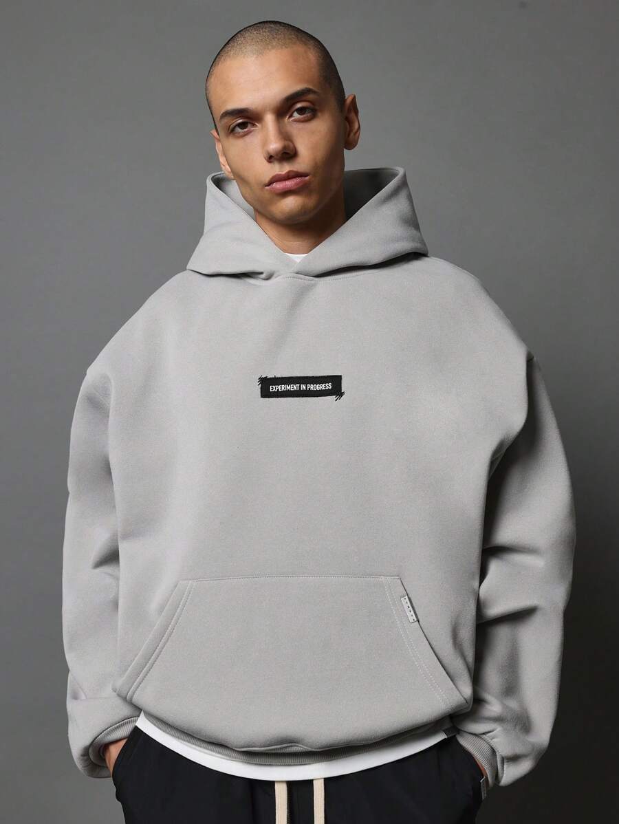 SUMWON Experiment In Progress Contemporary Hoodie Streetwear Winter Fleece College Urban Modern Essential Minimal Athleisure Collection Soft Daily Casual - Grey - View 1