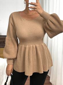 SHEIN Frenchy Plus Size Casual Elegant Peter Pan Collar Pullover Sweater