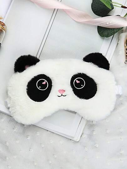 1pc Cute Panda Sleep Mask, Fluffy Plush Blindfold Gift For Women Men, Funny Animal Eye Cover For Travel, Office Nap, Meditation, Home
