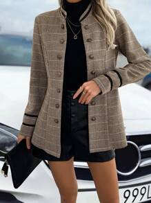 SHEIN Clasi 1pc Women Regular Fit Casual Long Sleeve Jacket Fall Winter Cloth For Women - Mocha Brown - View 4