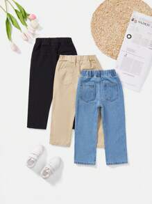 Young Girl Three-Color Set Of Elastic-Free Jeans - Multicolor - View 2