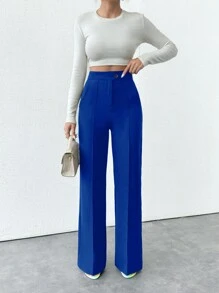 EURMUSE Petite Size Women's Pocket Pants, Business Suit Pants - Royal Blue - View 4