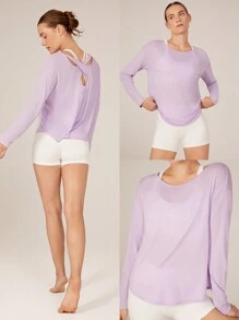 GLOWMODE FreshTek™ Crossover Long Sleeve Relaxed Tee Low Impact Yoga Daily Summer