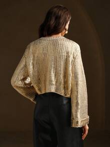 Anewsta Gradient Silver Foil Jumper Knit Pullover Fall Winter - Multicolor - View 3