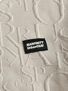 Manfinity VCAY 2pcs Men's Letter Print Round Neck Short Sleeve Casual T-Shirt And Drawstring Waist Shorts Set - Khaki - View 3