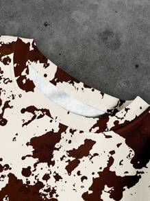 INAWLY Plus Size Women Retro Street Camo Cow Print Pattern Sweatshirt Set, Autumn/Winter Fall Cloth For Women - Multicolor - View 3