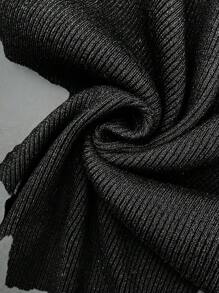 SHEIN Clasi Plus Size Floral Faux Pearls Decor Foldover Off-Shoulder Elegant Long Sleeve Pullover Sweater Knit Pullover Fall Winter - Black - View 4