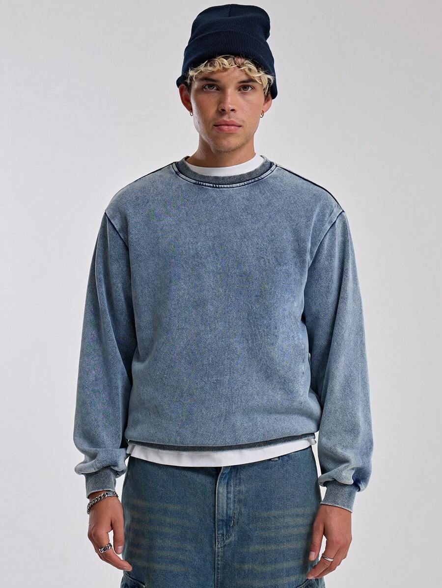 Musero Men Acid Wash Crew Neck Sweatshirt - Multicolor - View 1