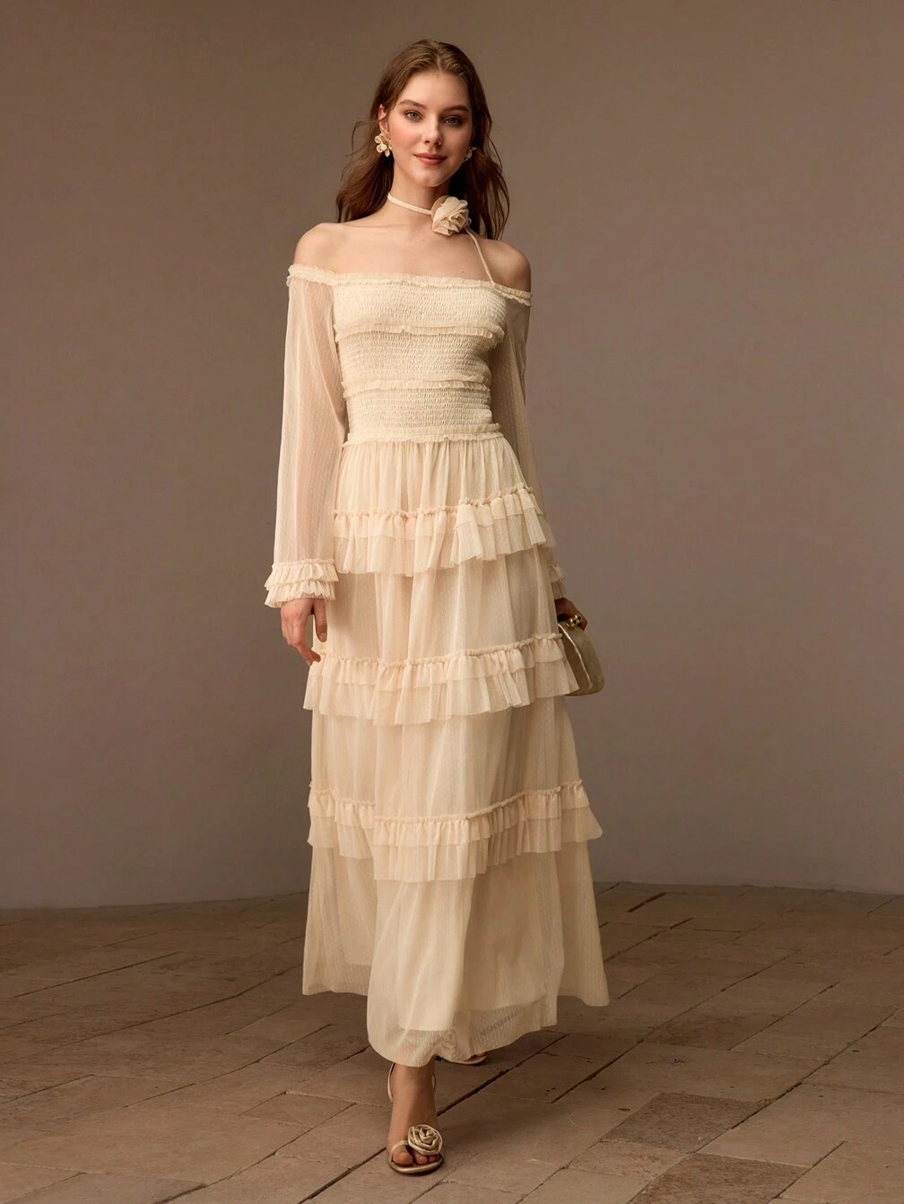 mesh overlay ruffle dress Ruffle Mesh Dress