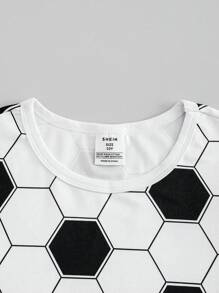 SHEIN 2pcs/Set Tween Boy Snug Fit Football Graphic Print Long Sleeve T-Shirt And Pants Pajama Set - Multicolor - View 8