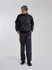 Musero Men M Contrast Leopard Print Zip Up Track Pants - Royal Blue - View 1