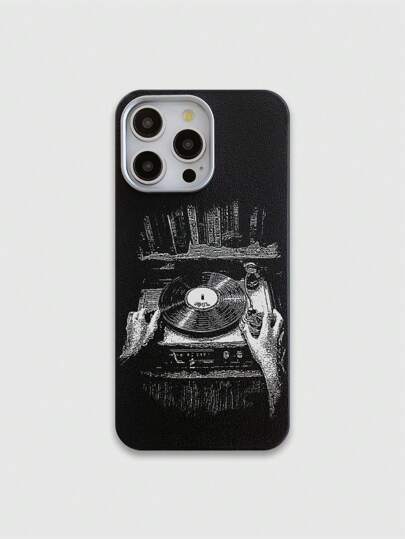 Grunge Punk Étui de téléphone avec impression graphique de disque de musique compatible avec iPhone