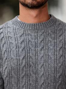 Manfinity Homme Jersey de punto de manga larga de color gris liso y sencillo para hombre, perfecto para salir con amigos - Gris - Ver 5