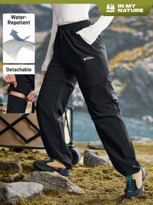 In My Nature Women's Casual Letter Print Drawstring Waist Outdoor Long Pants - Black - View 1