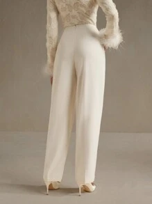 Anewsta Pantalones de mujer modernos y de moda con hebilla metálica para uso urbano