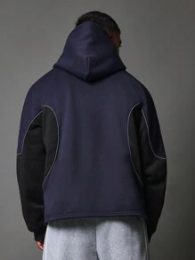 SUMWON Designer Society Sweatshirt Retro Gothic Font Pull Over Hoodie Winter Streetwear Casual Urban Classic Athletic Style - Navy Blue - View 3