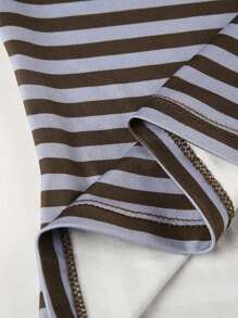 INAWLY 女士休闲拼色条纹长袖T恤，秋季图案T恤，女士春季上衣 - 彩色 - 查看 5