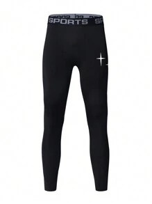 Manfinity Sport Corelite Boyfriend Style Men's Casual Cross Print Thermal Lined Sports Leggings