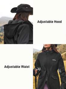 In My Nature 女士字母印花连帽防水户外雨衣，带口袋，长袖 - 黑色 - 查看 6