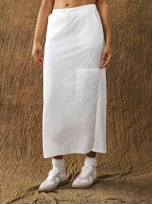 VARSITIE Simple And Fashionable Drawstring Large Pocket Long Women's Sports Skirt & Culottes