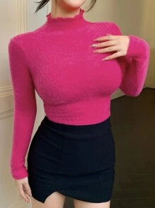 DAZY Women's Autumn High Neck Fitted Long Sleeve Casual T-Shirt,Fall Women Clothes