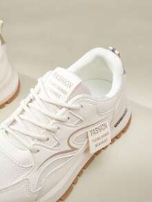 CUCCOO EASI Giày thể thao cổ thấp dành cho nữ, giày trượt thời trang mới mùa thu, giày thể thao thường ngày hợp thời trang, màu trắng cho mùa lễ hội giáng sinh và năm mới mùa thu và đông - Màu be - Xem 3