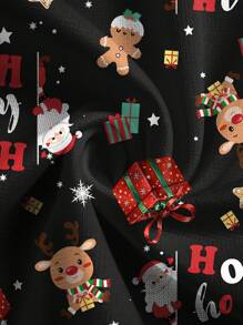 PopScrub Christmas Cute Cartoon Santa Claus, Reindeer, Gingerbread, Star Uniform Scrub Jacket - White - View 6