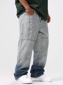 Chillumni 男士前扣口袋简约牛仔裤，休闲日常穿着 - 淺色水洗藍 - 查看 5