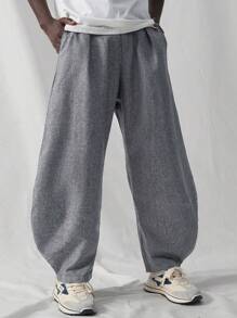 Manfinity VCAY Men's Casual Lightweight Loose Fit Machete Western Pants Waisted Machete Pants Banana Pants - Dark Grey - View 3