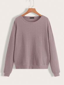 SHEIN LUNE 1pc Plain Crew Neck Casual Pullover Sweatshirt, Long Sleeve Graduation,Back To School Outfits,Graduation,Teacher Outfits For Women,Back To School - Dusty Pink - View 1