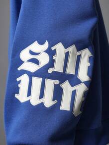 SUMWON Oversized Premium Sweatshirt Designer Logo Varsity Letters Casual Athletic Pullover Hoodie Fall Winter Loungewear Streetwear Comfort Fit - Blue - View 6