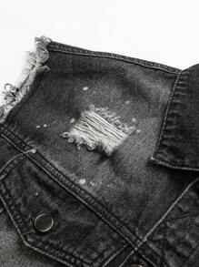 休闲时尚酷炫青少年男孩牛仔背心和夹克外套套装