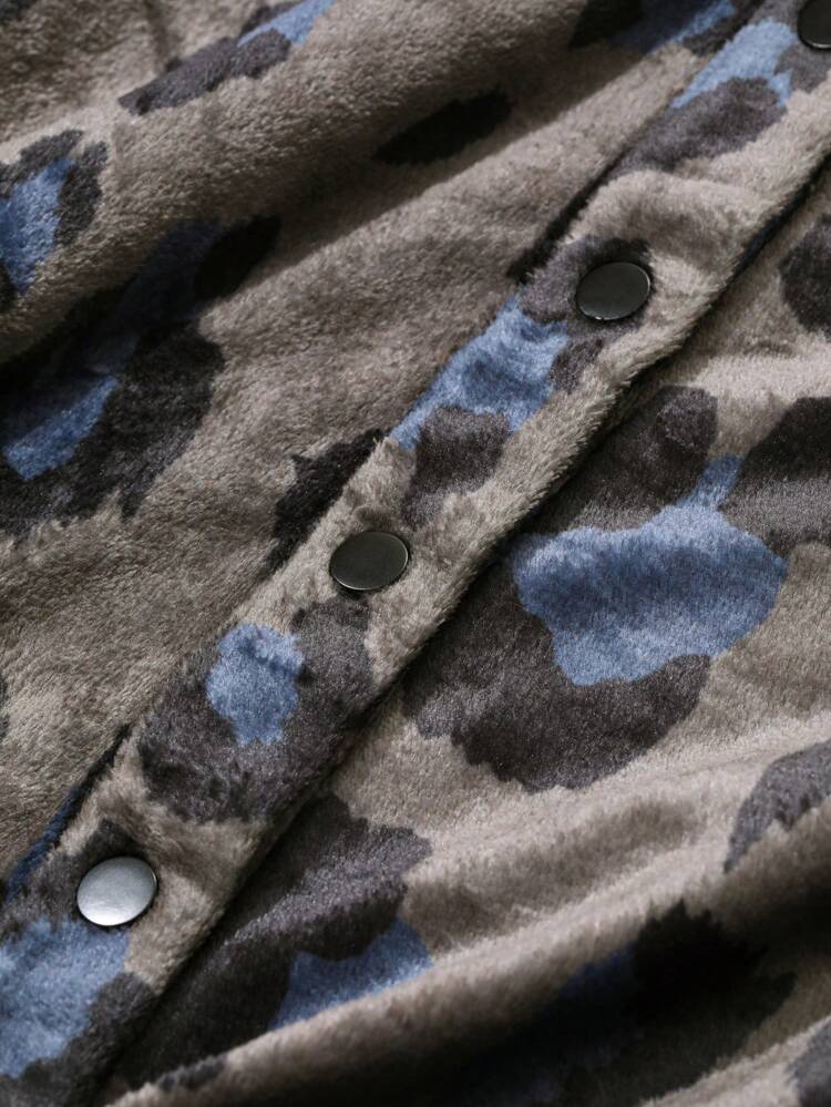 Velvet Leopard Print Loose Women Regular Jacket,Fall Clothes Women Coats