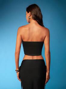 Opulessa Women's Floral Front Button Camisole Top - Black - View 2