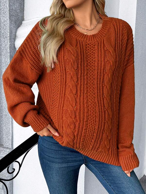 SHEIN Maternity Simple Plain Color Knit Sweater, Casual For Autumn/Winter
